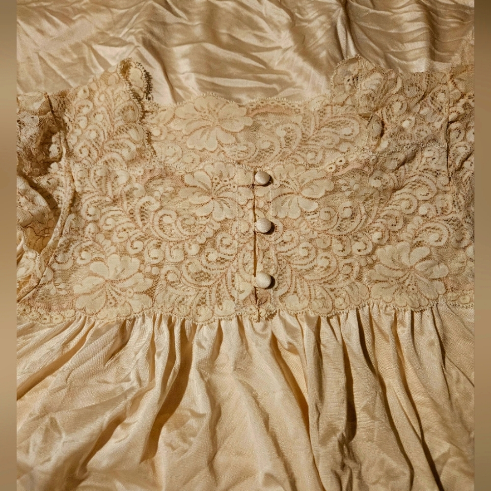 Shadowline gown cream and pink lace